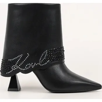 Dámské kozačky Semišové boty Karl Lagerfeld DEBUT II dámské, černá barva, na podpatku, KL32043 KL32043.000 99X, EUR 38