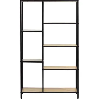 Knihovna Černá/v přírodní barvě knihovna v dekoru dubu 80x146x35 cm Altino – Unique Furniture ID_1788774