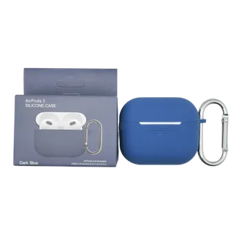 Pouzdro na mobilní telefon Silikonový obal s poutkem pro AirPods 3 - Tmavě modrá