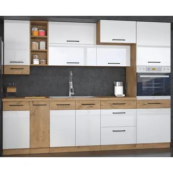 Kuchyňská linka Kuchyňská linka VIGO dub lancelot / bílý lesk, sestava K, 270 cm