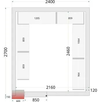 Mrazicí Místnost 10,41 m3 120 mm PUR TEFCOLD CR 240x270x220 WD | Stavebnicový box včetně dveří a podlahy