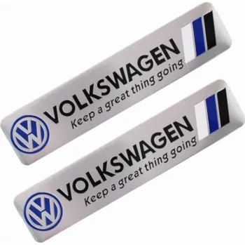 samolepka DENR 2x Samolepka 3D Volkswagen barva chrom/modrá/bílá/černá - vhodná na auto, motorku, na nábytek, na sešit 2ks Volkswagen