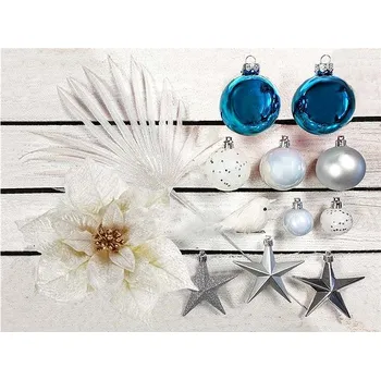 Vánoční dekorace LAALU Vánoční ozdoby - sada POLÁRNÍ MODRÁ, na stromky 300 - 600 cm