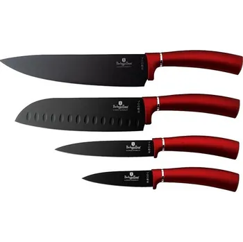 Kuchyňský nůž BERLINGERHAUS Sada nožů s nepřilnavým povrchem 4 ks Burgundy Metallic Line