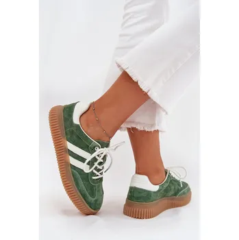 Dámské tenisky Dámské Velurové Tenisky Na Platformě Marisae Barva: Zelená, Velikost: 41