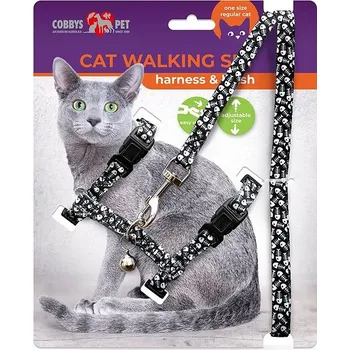 Cobbys Pet Postroj pro kočky s vodítkem, hrudník 30 – 45 cm × 1 cm, vodítko 120 cm × 1 cm