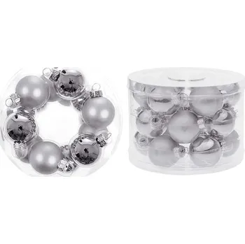 Vánoční dekorace LAALU Vánoční ozdoby - koule, stříbrné, průměr 4 cm, 18 ks