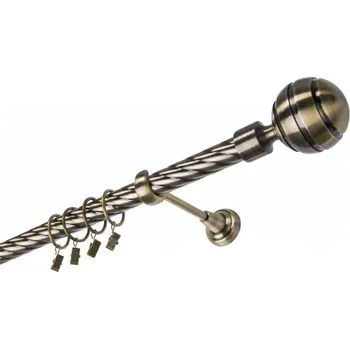 Garnýž kovová 260 cm jednořadá 25 kroucená Paola mosaz