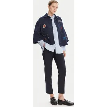 Dámské kalhoty Weekend Max Mara Kalhoty z materiálu Canon 2525136171 Tmavomodrá Slim Fit 44