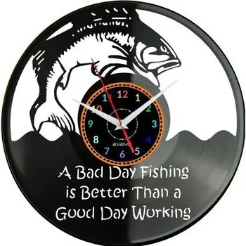 Hodiny Rybářská Ryba Nástěnné Hodiny Vinylová Deska Moderní Dekorativní Na Zeď