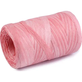 Příze Lýko rafie přírodní multicolor, k pletení tašek, šíře 5-8 mm růžová sv. 1 ks