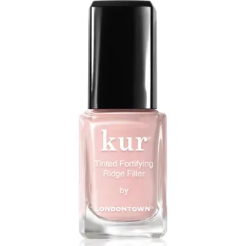 Lak na nehty LONDONTOWN Kur Tinted Fortifying Ridge Filler vyhlazující podkladový lak na nehty pro suché a křehké nehty odstín Petal Pink 12 ml