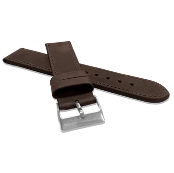 Řemínek na hodinky LAVVU Tmavě hnědý prošitý řemínek SPORT z luxusní kůže Top Grain - 22 LSAUC22