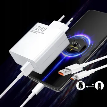 RYCHLÁ SÍŤOVÁ NABÍJEČKA PRO TELEFON | 120W | + USB-C KABEL 1M UNIVERZÁLNÍ