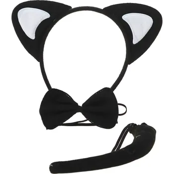 Karnevalový doplněk KARNEVAL Kočka set čelenka, ocas, motýlek *KARNEVALOVÝ DOPLNĚK*
