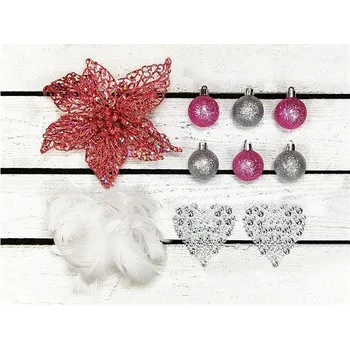 Vánoční dekorace LAALU Vánoční ozdoby - sada PERLOVÉ SRDÍČKO, na stromky do 100 cm