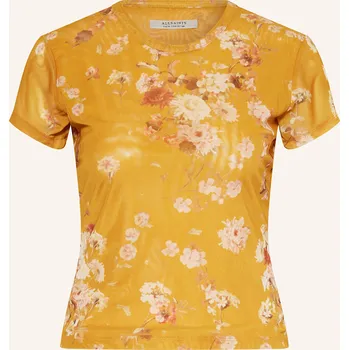 Allsaints Dámské Tričko Ellie Ze Síťoviny, tmavě žlutá /...