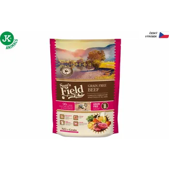 Krmivo pro psa Sam's Field Grain Free Beef (Angus), superprémiové granule pro dospělé psy všech velikostí a plemen (Sams Field bez obilovin) (Sam's Field Grain Free Beef (Angus). Superprémiové krmivo s nulovým obsahem obilovin a s vysokým obsahem hovězího masa (Angus) 2