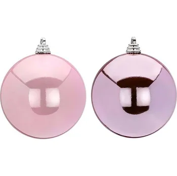 Vánoční dekorace LAALU Vánoční ozdoby - koule, růžové matné/lesklé, průměr 15 cm, 2 ks