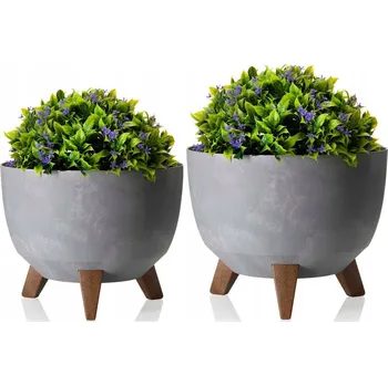 Květináč Květináče na nožičkách Sada květináčů Šedý beton 2 ks 2x KVĚTINÁČ loft Obal Na Květináč