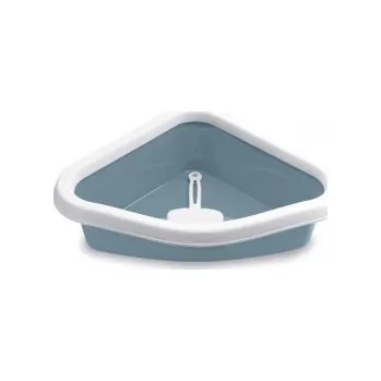 Toaleta pro kočky rohová - Sprint Corner, ocelově modrá