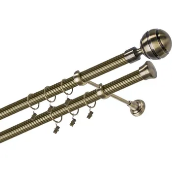 Garnýž kovová 260 cm dvouřadá - dvojitá 25/25 rýhovaná Paola Mosaz