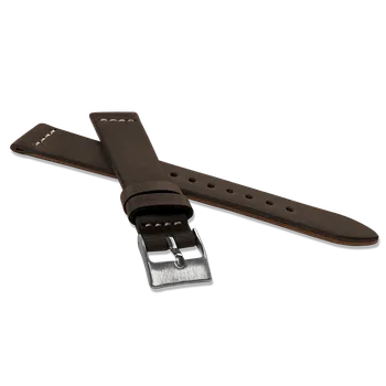Řemínek na hodinky LAVVU Tmavě hnědý zúžený řemínek RETRO z luxusní kůže Top Grain - 20 LSVUC20
