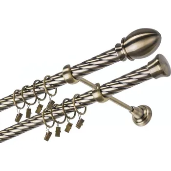 Garnýž kovová 260 cm dvouřadá - dvojitá 25/25 kroucená Belluno Mosaz