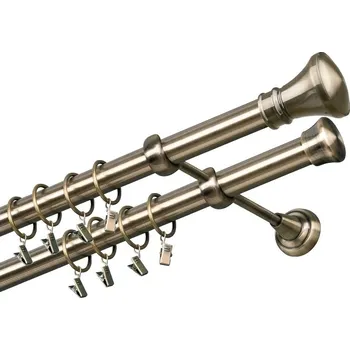 Garnýž kovová 380 cm dvouřadá - dvojitá 25/25 Žezlo Mosaz