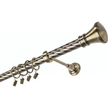 Garnýž kovová 280 cm jednořadá 25 kroucená Žezlo mosaz