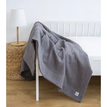 Prostěradlo Mušelínová deka modrá 150x200 cm bavlna organická OEKO-TEX