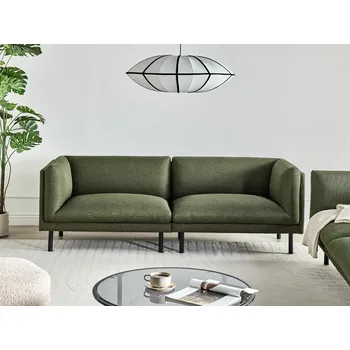 Pohovka Pohovka tmavě zelená polyesterová látka 3místná kovové černé nohy nábytek do obývacího pokoje Beliani