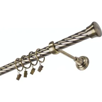 Garnýž kovová 480 cm jednořadá 25 kroucená Fulda mosaz