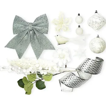 Vánoční dekorace LAALU Vánoční ozdoby - sada BÍLÁ MELODIE, na stromky do 100 cm