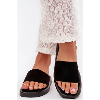 Dámské pantofle Dámské Pantofle Na Platformě Z Eko Semiše Jorina Barva: Černá, Velikost: 37