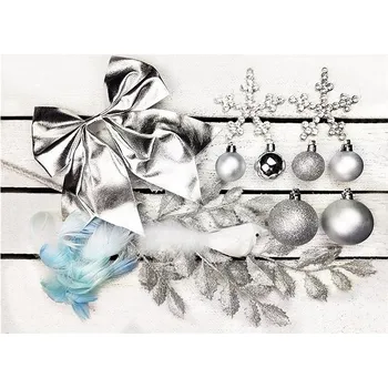 Vánoční dekorace LAALU Vánoční ozdoby - sada NEBESKÉ STŘÍBRO, na stromky 120 - 210 cm