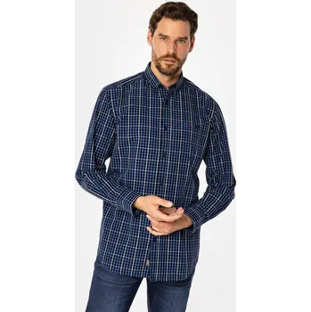 Lee Cooper pánská košile casual KOSZULA M NEW TENBY 32KZ BLUE dlouhý rukáv relaxed bavlna velikost XXL