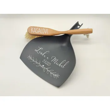 Svatební smetáček s lopatkou D-decor - tmavě šedá