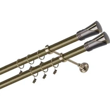 Garnýž kovová 380 cm dvouřadá - dvojitá 25/25 rýhovaná Duncan double Mosaz