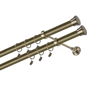 Garnýž kovová 400 cm dvouřadá - dvojitá 25/25 rýhovaná Fulda double Mosaz