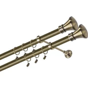 Garnýž Garnýž kovová 240 cm dvouřadá - dvojitá 25/25 rýhovaná Žezlo double Mosaz