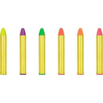 Karnevalový doplněk Neonové voskovky na obličej – sada 6 barev pro dětské malování