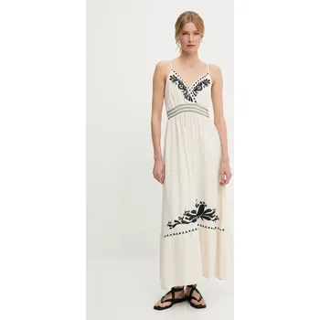 Dámské šaty Lněné šaty Answear.LAB černá barva, maxi 62377.HWK 99X, vel. M/L