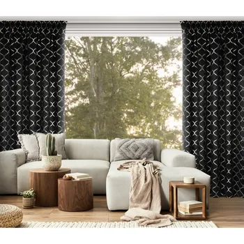 Závěs Zatemňovací vzorovaný závěs s řasící páskou ZOTTA 140x270 cm černá (cena za 1 kus) MyBestHome