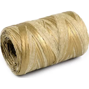 Příze Lýko rafie přírodní metalické, k pletení tašek, šíře 5-8 mm zlatá sv. 10 ks