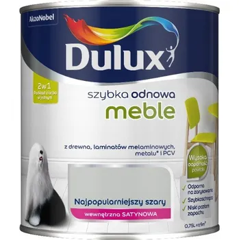 barva na zeď Barva na nábytek Dulux 0,75 l NEJOBLÍBENĚJŠÍ ŠEDÝ satén