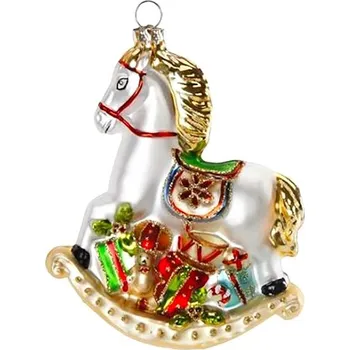Vánoční dekorace LAALU Vánoční ozdoby - koník barevný, 11 cm