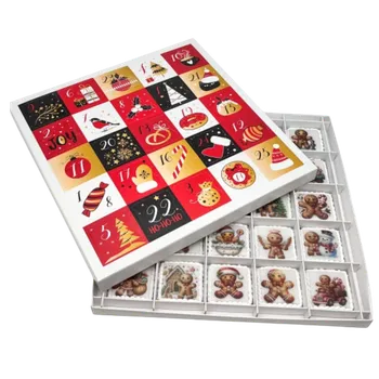 Vánoce Adventní kalendář "Červený" s papírovou mřížkou 28x28x2 cm