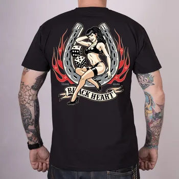 Pánské tričko Pánské Triko BLACK HEART LADY LUCK Barva: Černá, Velikost: 3Xl