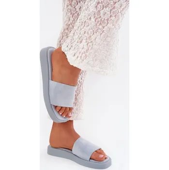 Dámské pantofle Dámské Pantofle Na Platformě Z Eko Semiše Jorina Barva: Modrá, Velikost: 40